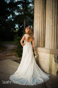 back view of wedding dress, open back dress, beading