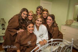 bridesmaid robes, getting ready, monogram robes