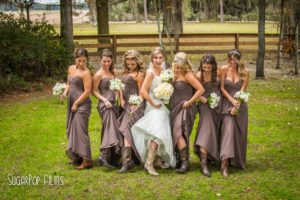 bridemaids in boots, cowgirl boots, wedding