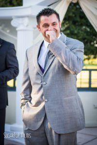 best first look wedding photography, reaction photos, mens tux