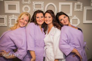 purple bridesmaid robes getting ready