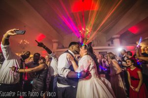 The Bayou Club Wedding Reception Bride Groom Kiss