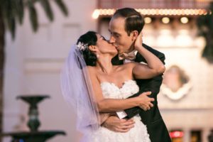 bride groom kiss casa monica wedding st. augustine
