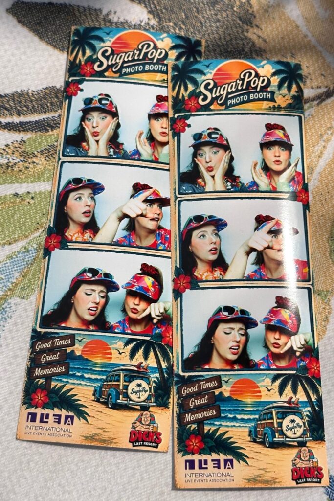 Printed photo strips from ILEA Orlando’s DMC Panel with a vintage beach design