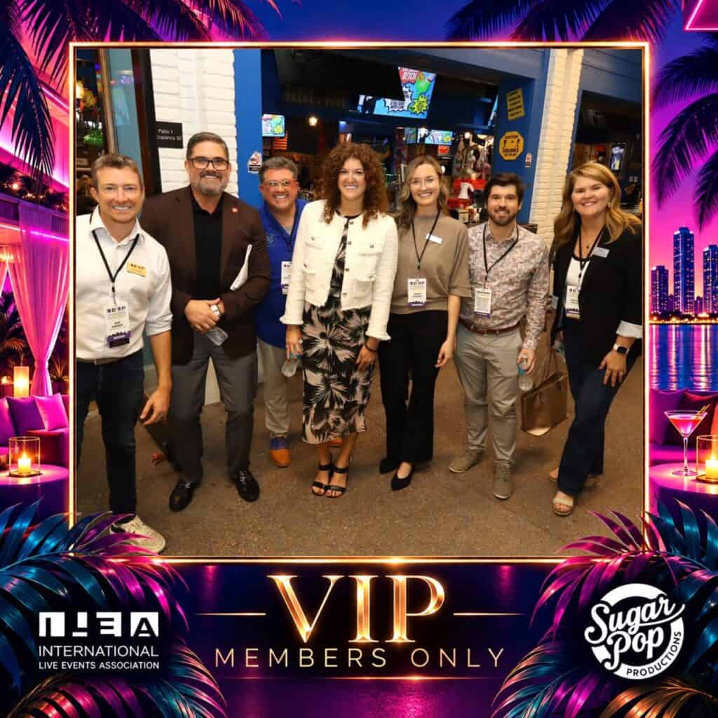 ILEA VIP members posing with the SugarPop roaming photo booth at the DMC Panel after-party