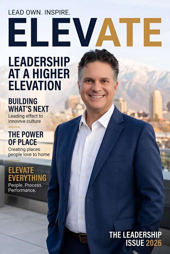 AI magazine cover titled Elevate with the headline Leadership at a Higher Elevation