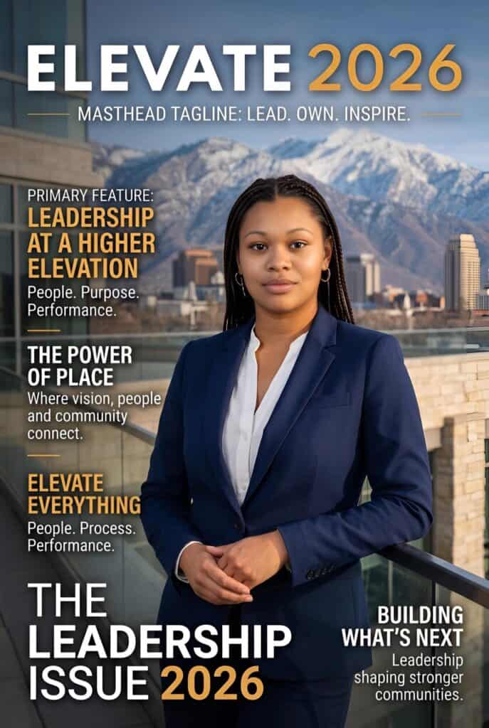 AI Elevate 2026 magazine cover with an attendee as The Leadership Issue cover story